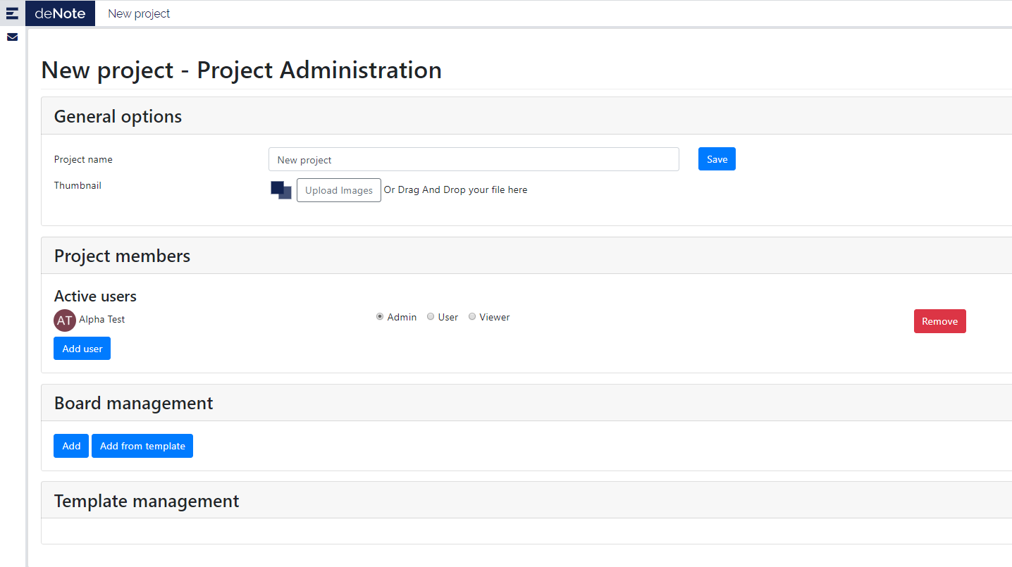 Project Admin Page